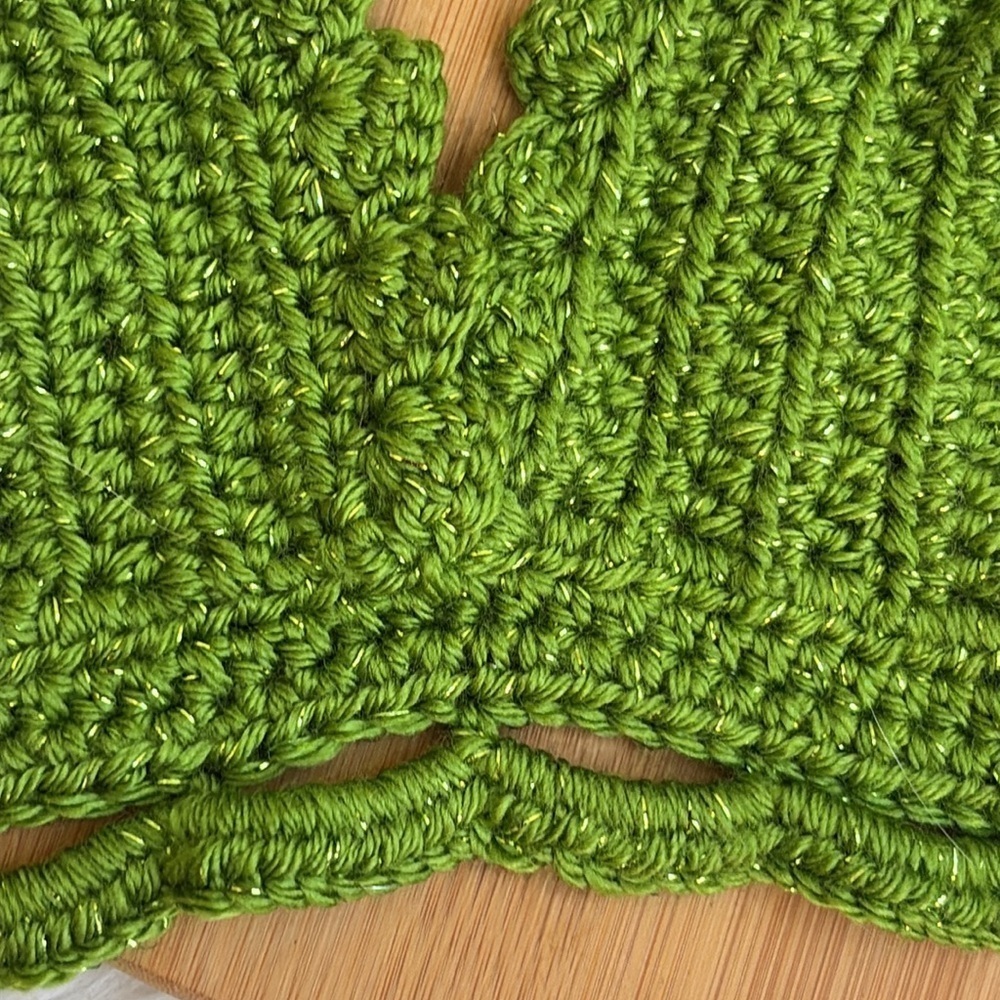 Handmade Cropped Top Crochet Bikini Green Metallic Festival Fashion Small - Picture 6 of 8